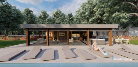 Einzigartiges Panorama-Außensaunahaus Horizont 2025 Einzigartiges Panorama-Außensaunahaus Horizont 2025